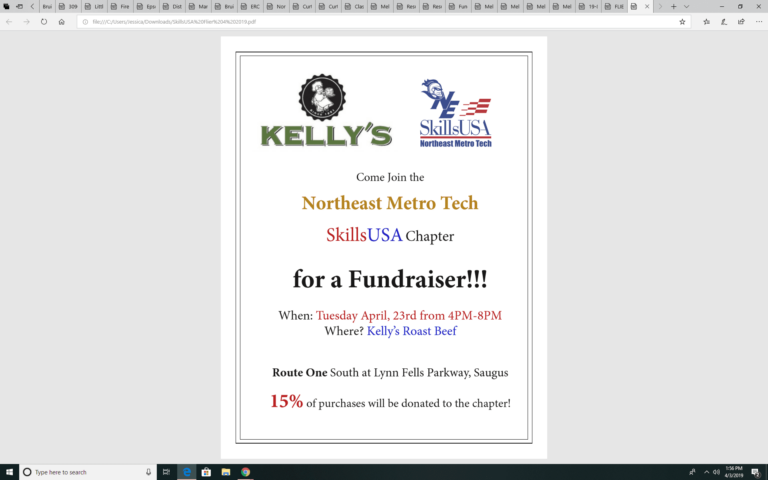 Northeast to Hold Fundraiser at Kelly’s Roast Beef for SkillsUSA